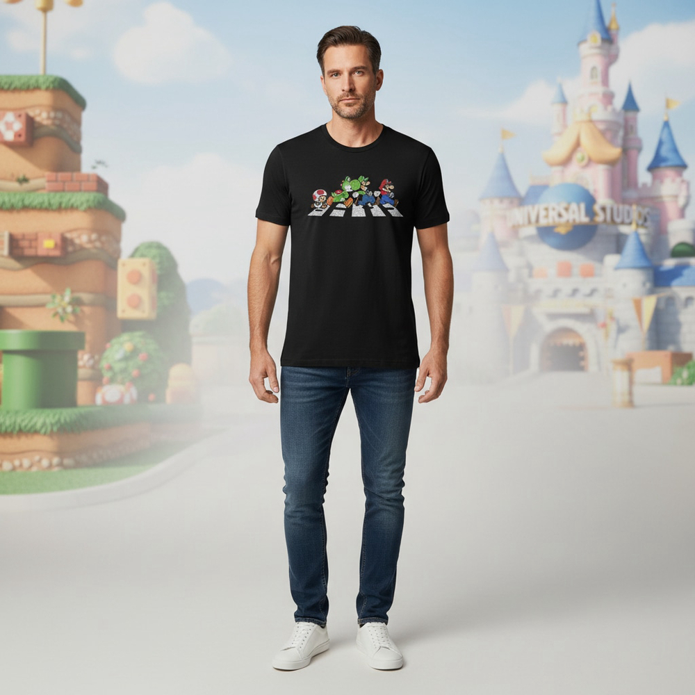 Men's Super Mario Short Sleeve Tee Size M Black